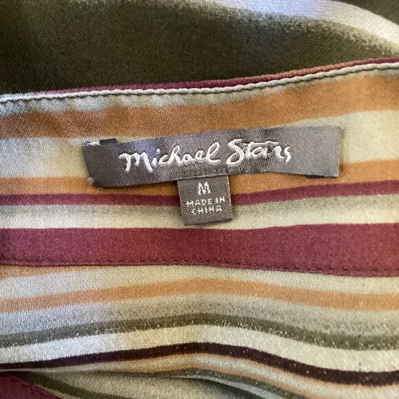 Michael Stars Top Size Medium Multicolored Striped Silk Long Sleeve Blouse - Picture 7 of 8